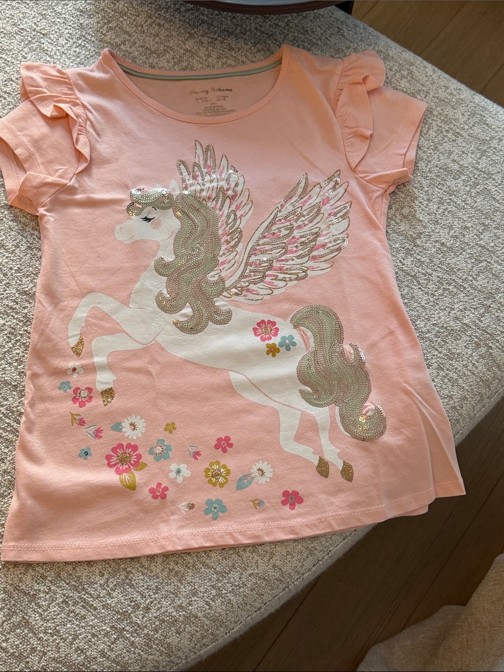 Tommy Bahama Pink Unicorn Sequin Wing Tee 7/8